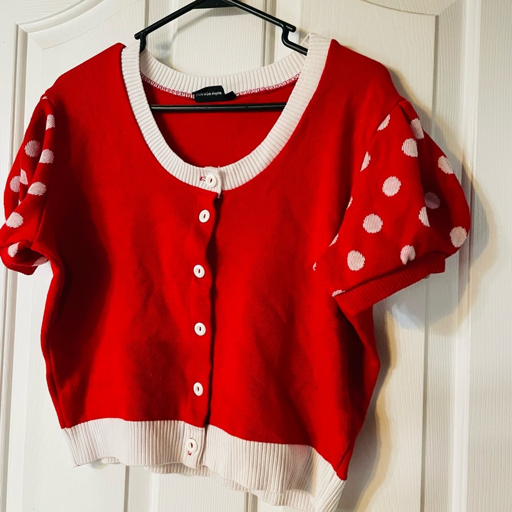 Elhoffer Rare Miinne Mouse Ref and White Polka Dot Women's Cardigan